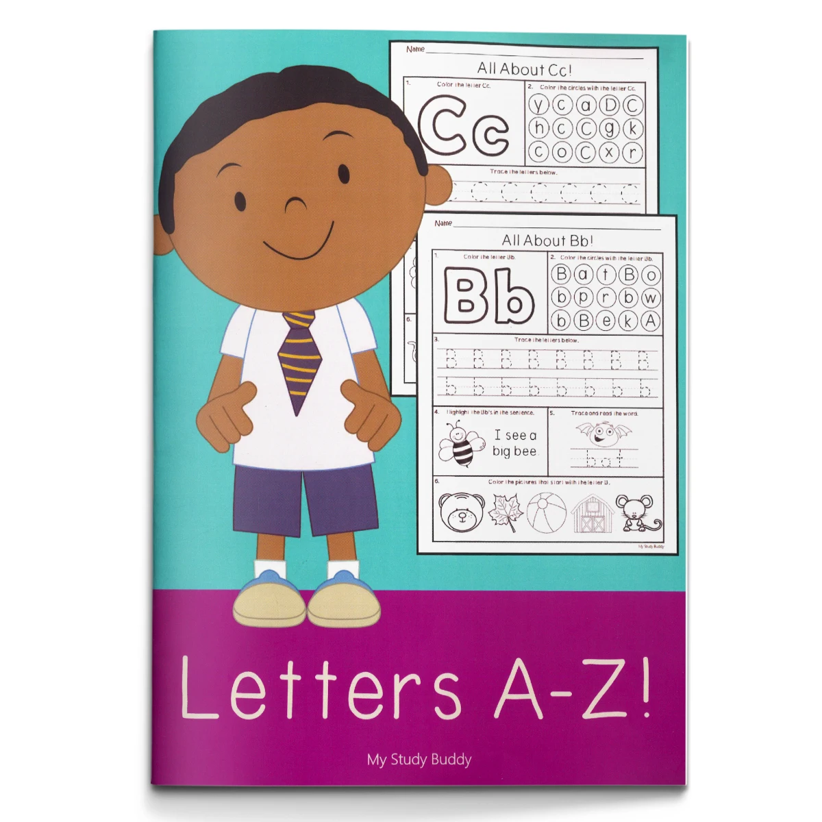 Children's alphabet coloring book, cute cartoon patterns, preschool early education workbook, boost your baby's hands-on skills