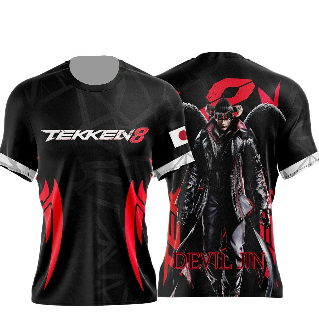 Sommerliches Casual 3D Tekken Jin Kazama Top Herren T-Shirt Damen T-Shirt Jungen Top Kinder Eltern-Kind Schnelltrocknend Kurzarm Kinder T-Shirt – Detail 5
