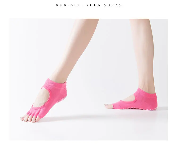 Frauen Fünf Zehen rückenfreie Pilates Socken rutschfeste Fitness Workout Yoga Socken Damen atmungsaktive Sport Ballett Tanz Hausschuhe für Fitnessstudio – Detail 7