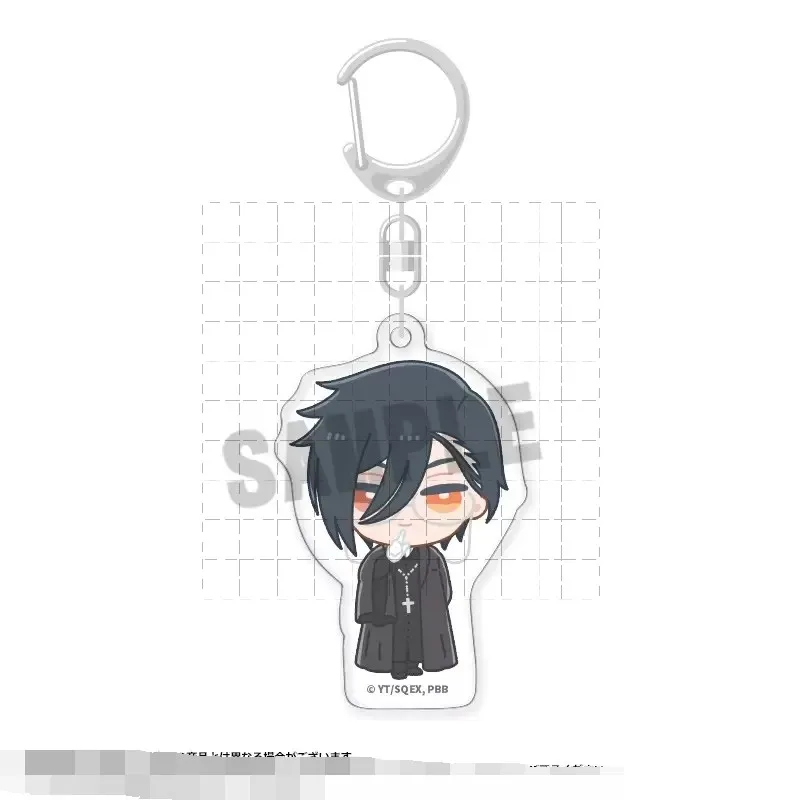 Game Sebastian Michaelis Ciel Phantomhive Keychain Doll Anime Bluewer Acrylic Keyring Pendant for Gift