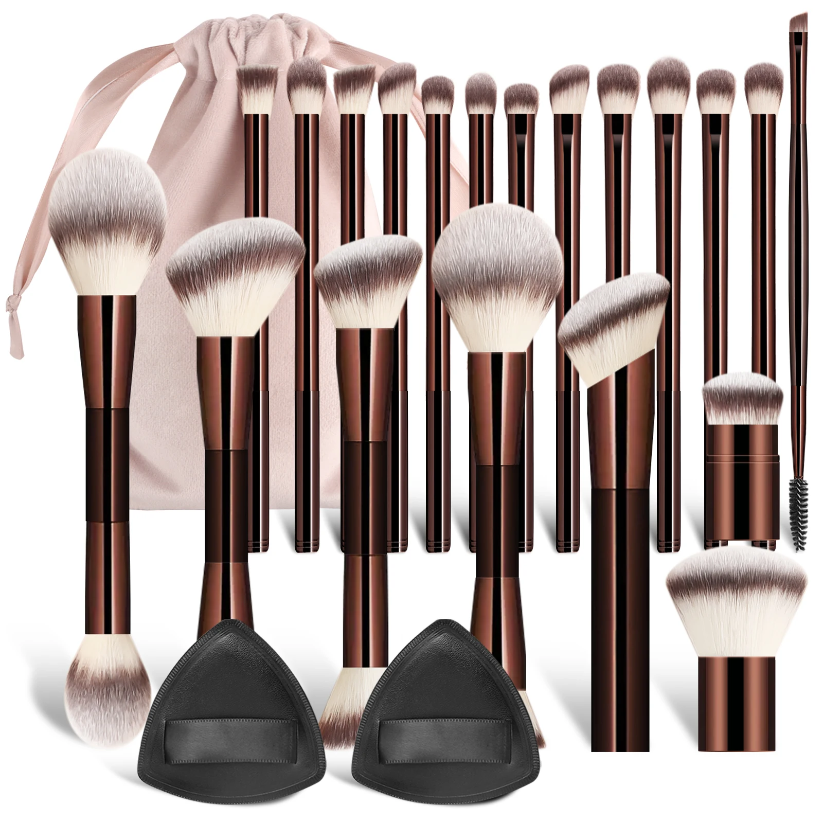 20 pieces of makeup brush set, full set of brushes, soft storage, portable, beginner's foundation make-up, eye shadow and beauty