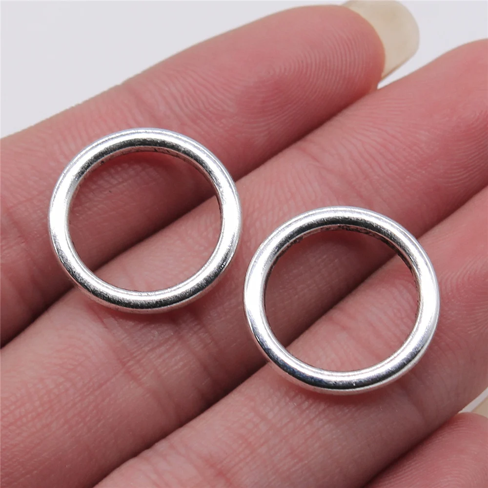 WYSIWYG 5pcs 19x19mm Circle Connector Pendant Charms Diy Jewelry Making Jewelry Finding Antique Silver Color