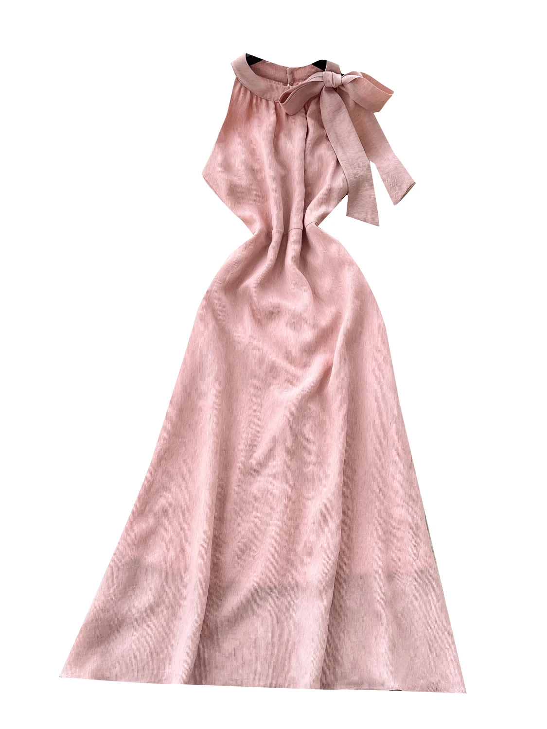 فستان صيفي أنيق بدون أكمام مع تصميم متدلي عند الرقبة، فستان طويل نحيف بخصر مرتفع للنساء، أزياء فاخرة على الطراز الكوري بتصميم...