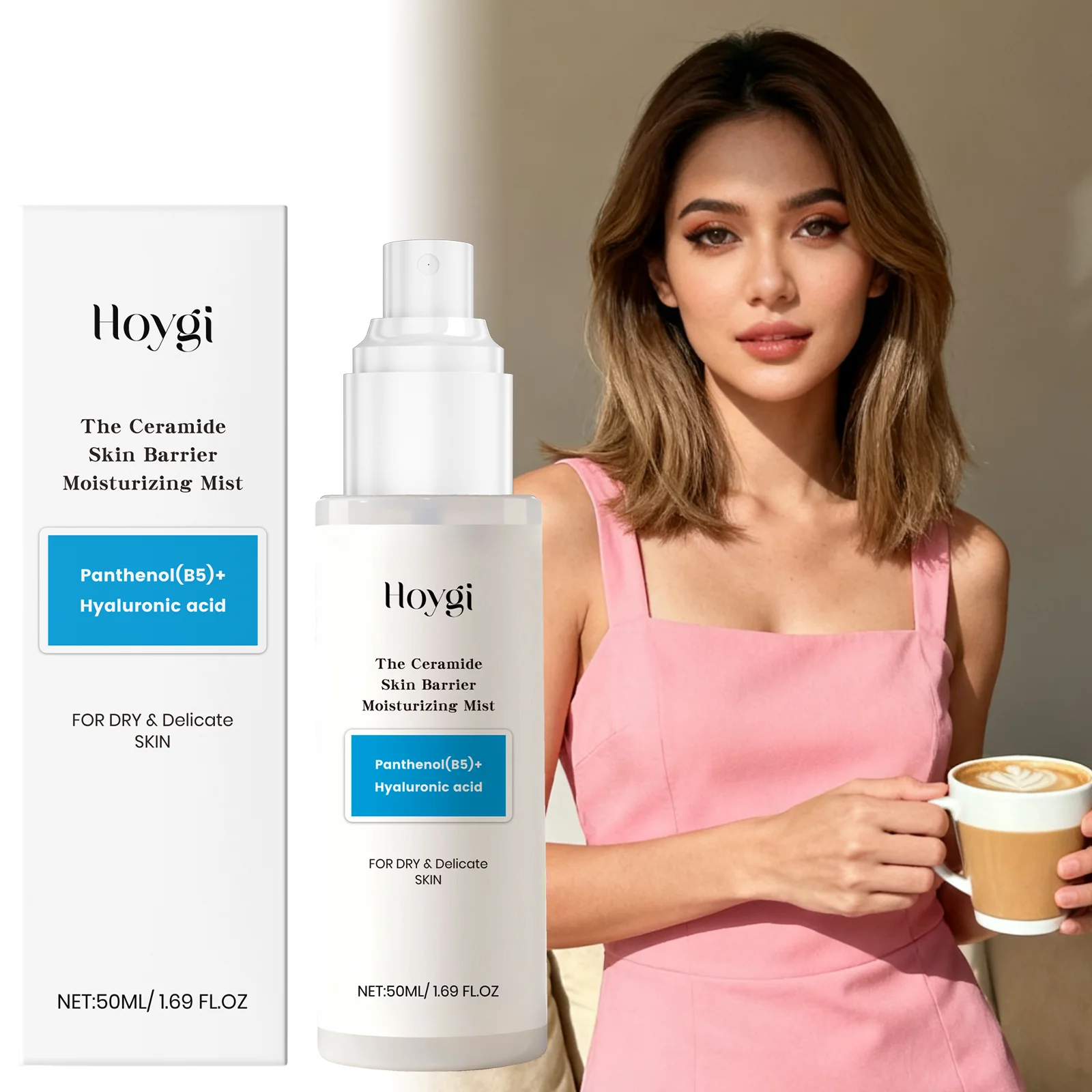 Spray Facial de ácido hialurónico, niebla hidratante para piel seca, Control de aceite de ceramida, calmante, cuidado de la piel portátil, refrescante instantáneo