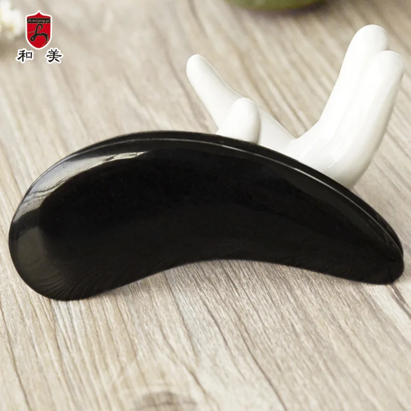 Factory Hot Sale and Wholesale Boutique Comma Buffalo Horn Scrapping Plate Neck Face Scraping Point Beauty Tools