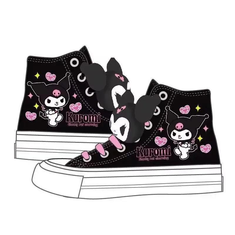 

Animation Kawaii Sanrio Kuromi Little Devil High Top Canvas Shoes Soft Girl Cute Cartoon Girl Student Sneakers Women's Shoes