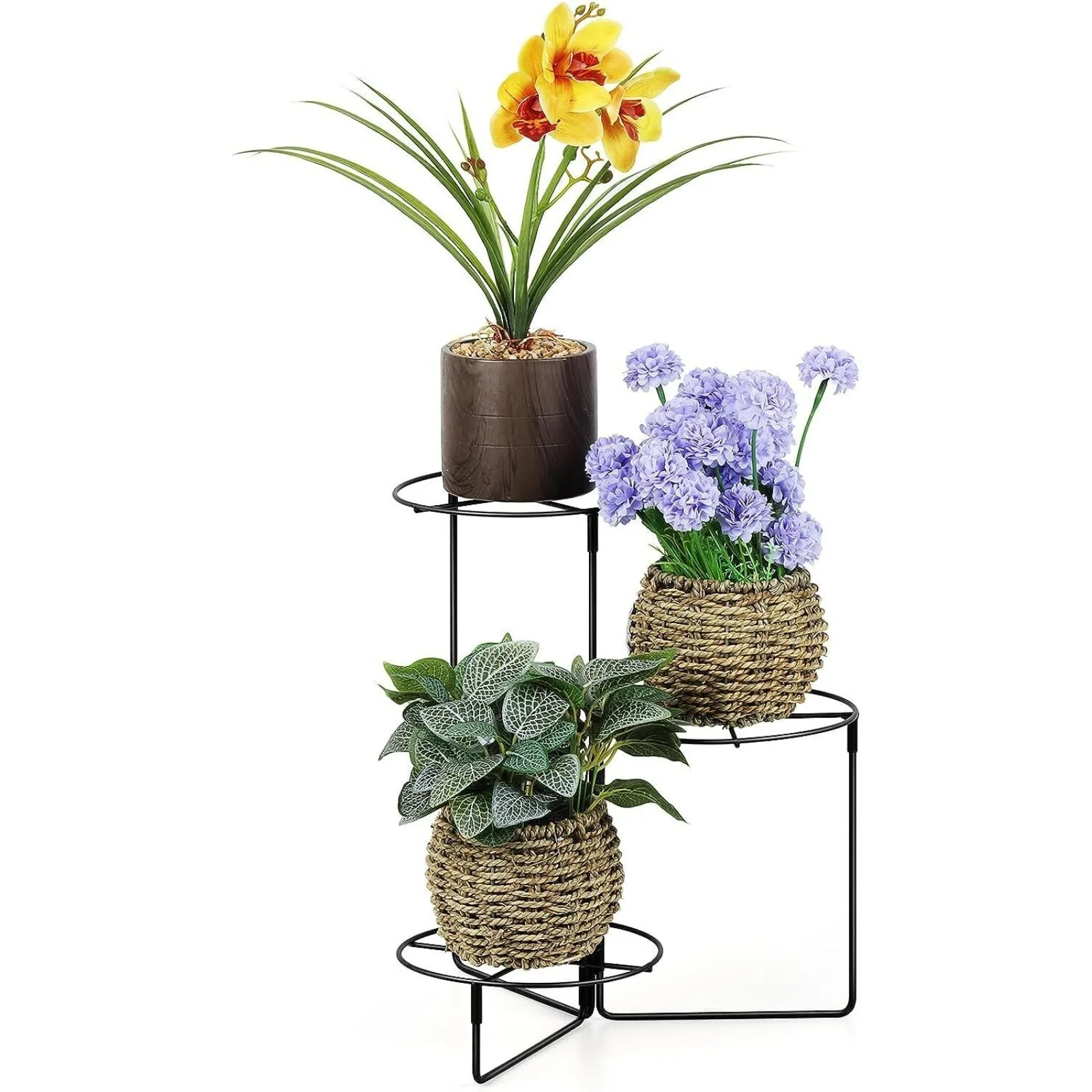 US3-layer metal plant support, indoor corner plant support, multiple flower pot racks-