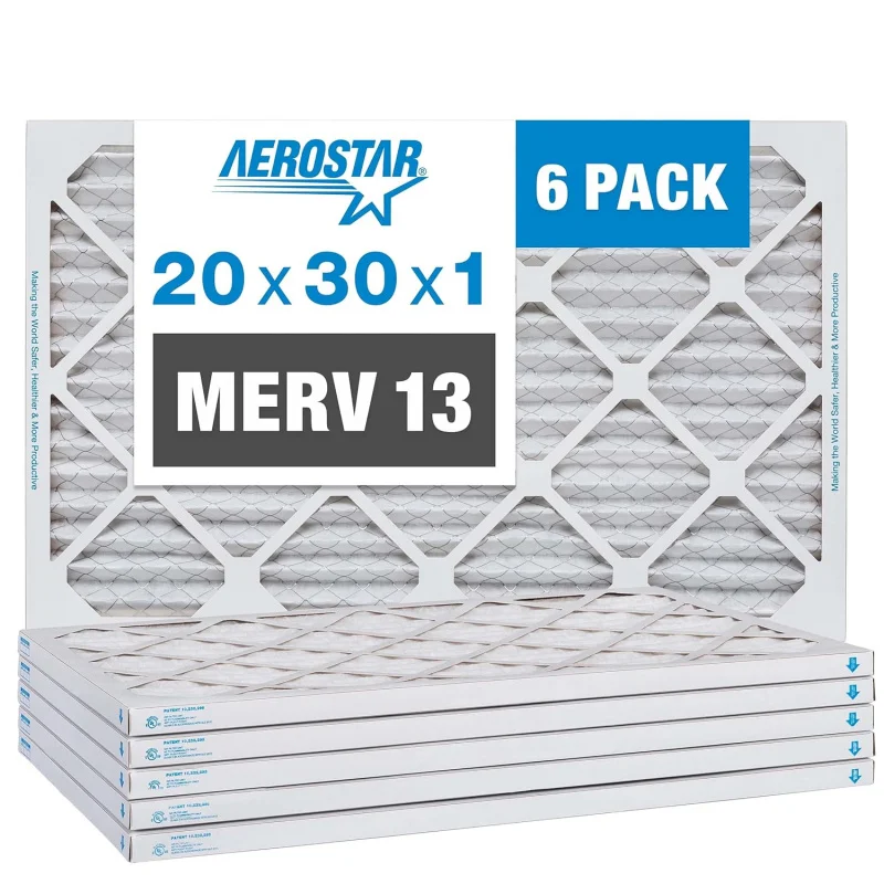 

20x30x1 Merv 13 pleated air, ac furnace air, 6 (actual size: 19 3/4 "x 29 3/4" x 3/4 ")