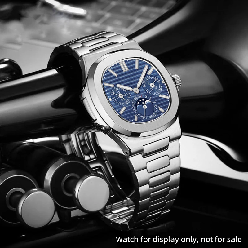 For Patek Philippe Nautilus Bracelet 5711 1A010 Stainless Steel Strap Raised 13mm Steel Belt Men PP metal Strip Silver Rose gold