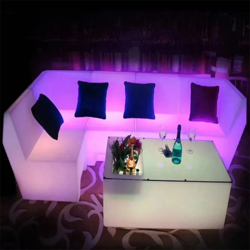 custom.High-Level RGB Glowing Bar Nightclub Sofa Furniture European Style Plastic Material Wine Cellar Applications