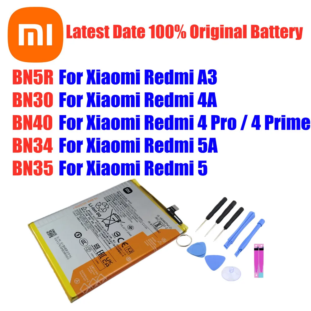 

BN5R BN30 BN40 BN34 BN35 Original Battery For Xiaomi Redmi A3 5 4 Pro 4Pro /4 Prime /Redmi 4A 5A Phone Batteries + Free Tools