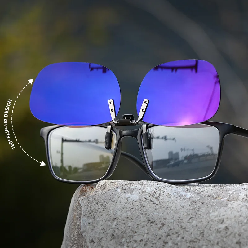 

Square Shape Clip on Sunglasses Over Prescription Glasses Ultra-Light UV 400 Protection Flip Up Sun Glasses Convenient Shades