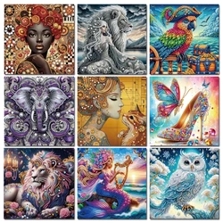 DIY 5D Animals Woman Owl Mermaid Partial Diamond Painting Special Shaped Crystal,Frameless Mosaic Craft for Home & Office Decor