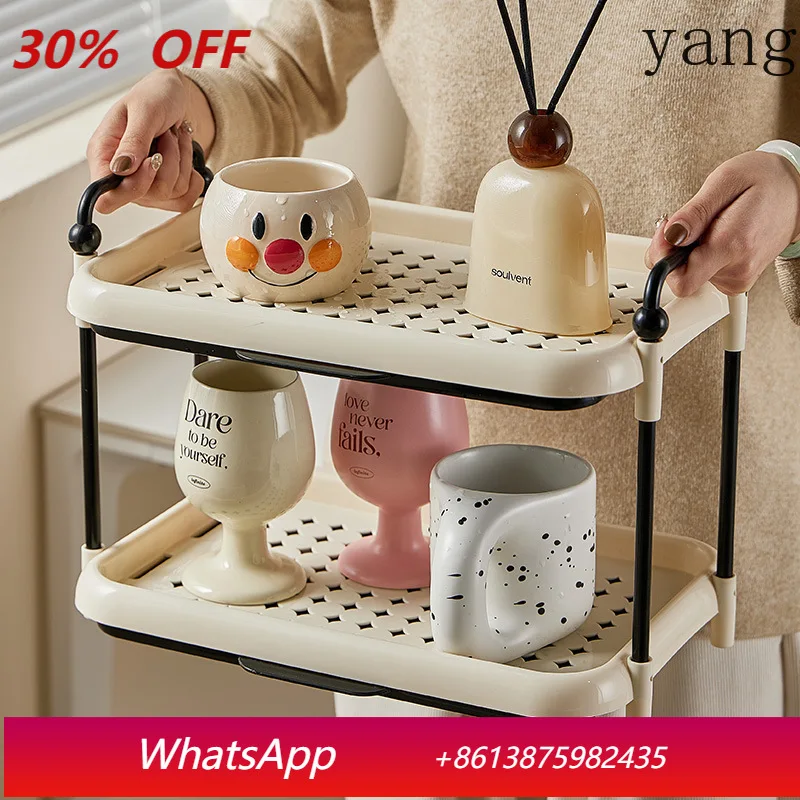 

LTT cup storage rack double-layer household living room heightened teacup tea set storage rack