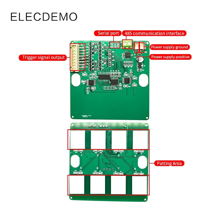 Kapazitives Schlüsselmodul mit Relais, Acht-Wege-Touch-Schalter, selbstsichernd, ineinandergreifend, Zoll, zweifarbige LED