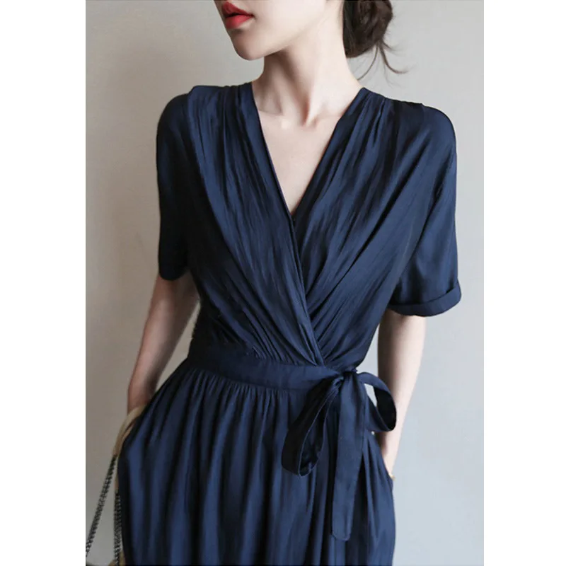 Japanese Luxury Elegant Dress 2024 Summer Dress New Temperament Dress Fashion Women\'s Wrap Dress