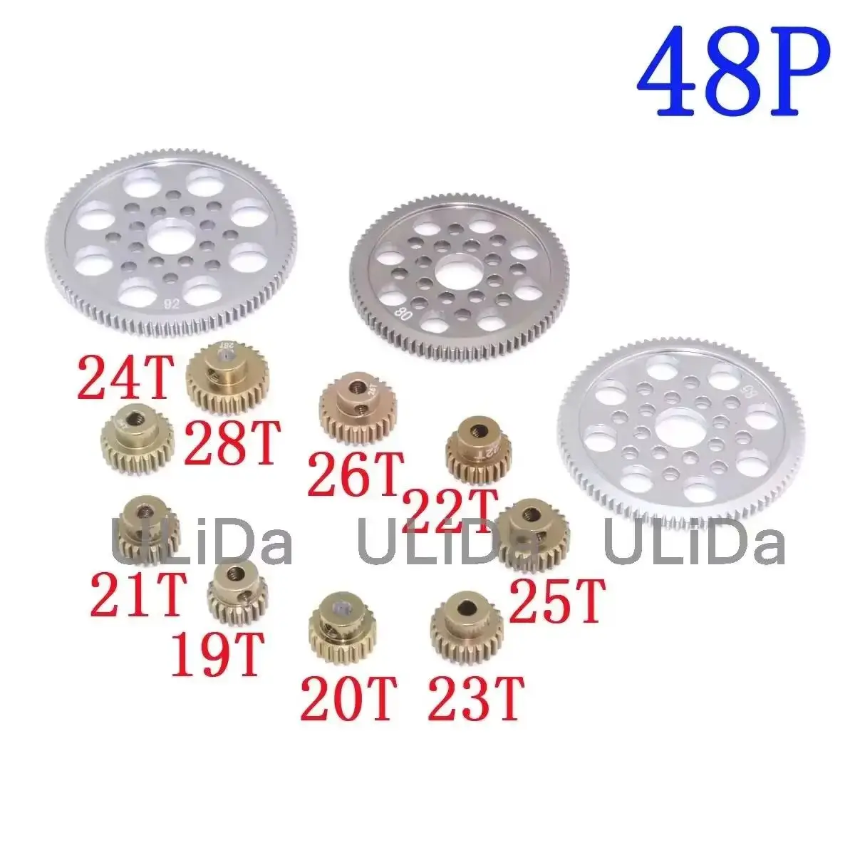 

48P цилиндрическая шестерня 80T 85T 92T Шестерня двигателя 18T 19T 20T 21T 22T 24T 26T 28T -33T для 1/10 RC Car D3 CS XI S XIS Ultimate Sakura