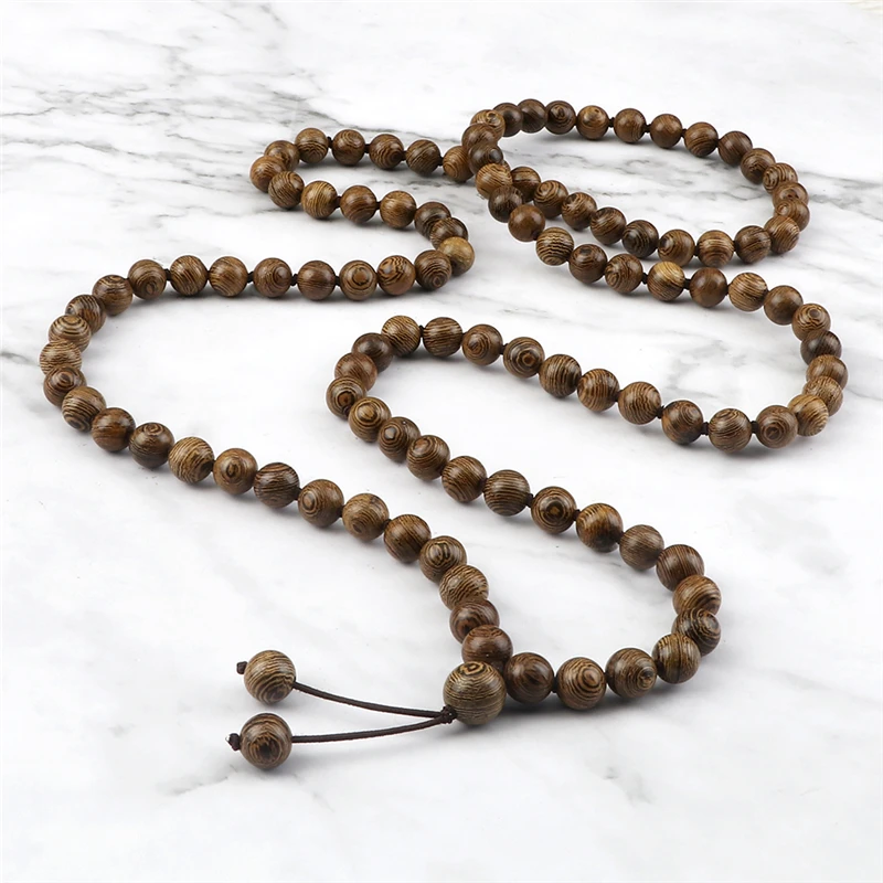 10mm Wooden Bead Bracelets 108 Beads Sandalwood Buddhist Bangles Prayer Rosary Mala Necklaces Charm Jewelry Gifts for Men Women