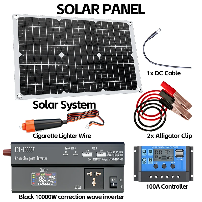 6000W Solar-Wechselrichter-Kit Komplette Stromerzeugung 600W Solarpanel 110V/220V System 12V Solarpanel 4000W-10000W Wechselrichter Opt – Detail 4