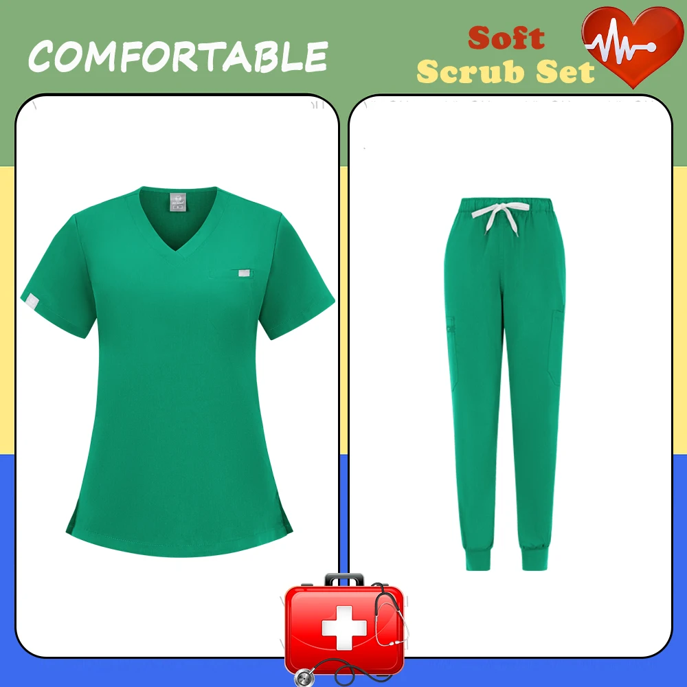 Elasticità dritto Unisex abbigliamento da lavoro Scrub medico uniformi donna uomo Scrub set accessori per l'allattamento abbigliamento per chirurgia ospedaliera