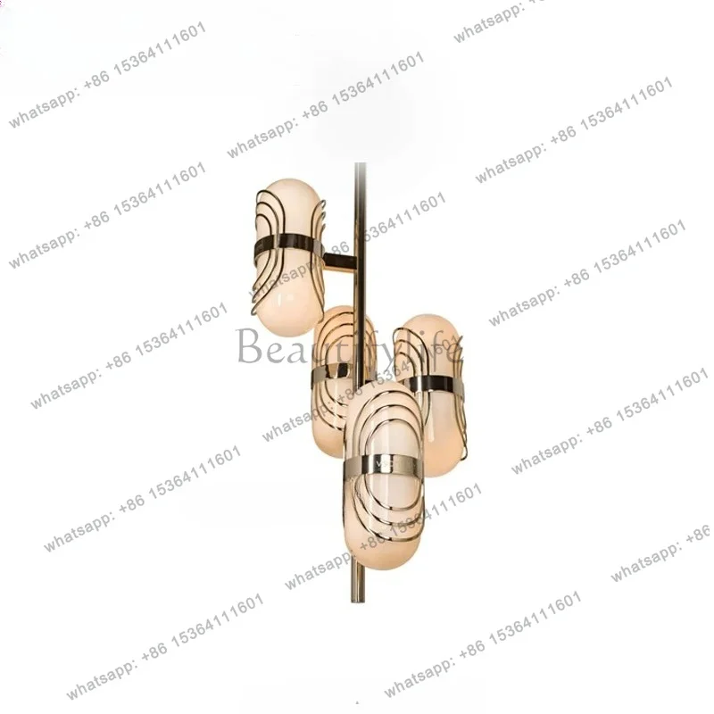 Italian living room bedroom light luxury modern simple staircase glass luminous decoration