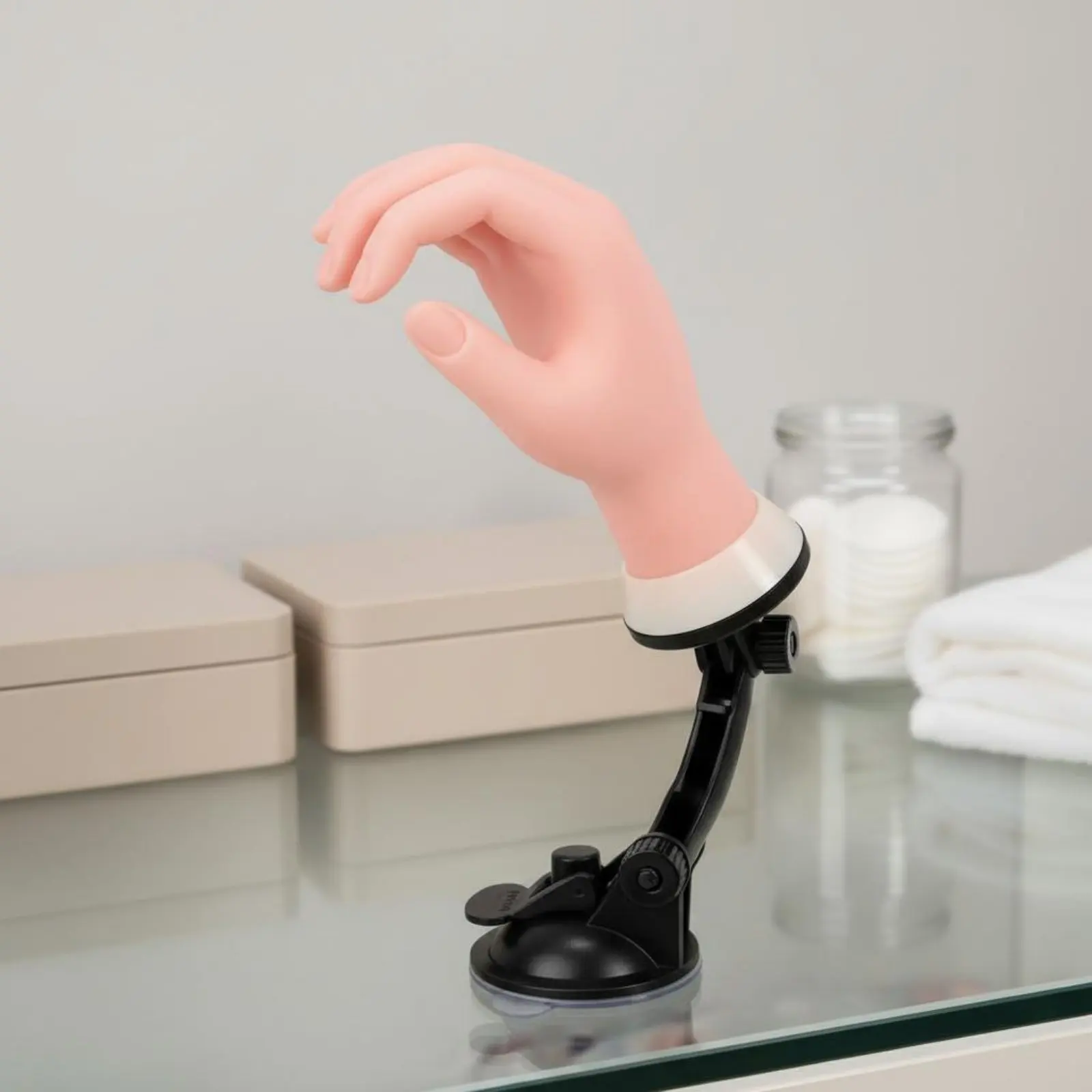 

Silicone Practice Hand Lifelike Shape Manicure Display Hand Training Equipment Desktop Stand Flexible Fingers for Nail Salon