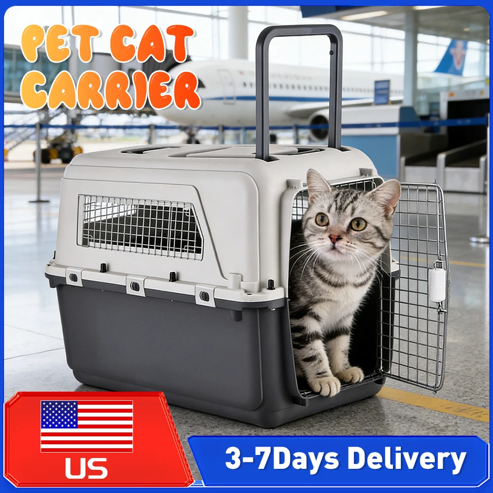 

Большая переноска для животных, клетка для собак и кошек 33x21.6x25.2 дюйма с ручкой, металлической дверцей для щенков и котят, аксессуары для дома и улицы