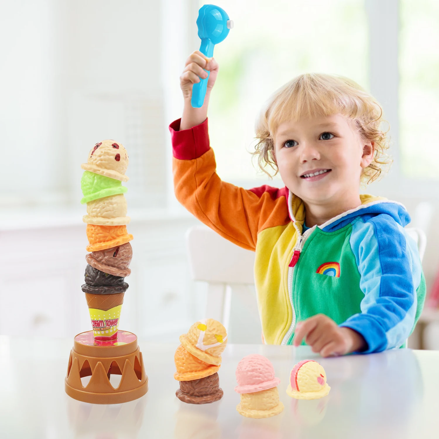 Ijs Speelgoed Stapelen Toren-Balancerend En Stapelbaar Schepijs Voor Peuters, Kinderen Doen Alsof Eten Speelt Set Keukendessert