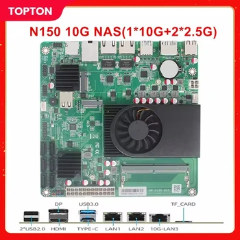 إنتل N150 i3 N305 جدار الحماية ITX اللوحة الرئيسية 1*10G 2*i226-V 2.5G 6-Bay NAS اللوحة الأم 6 * SATA3.0 2 * NVMe 1 * DDR5 4800MHz جهاز توجيه ناعم