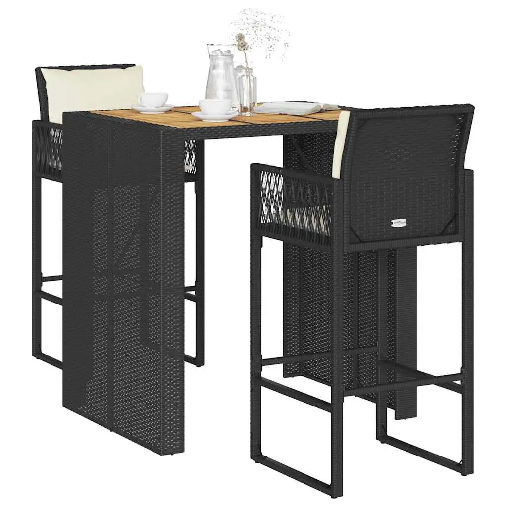 

Outdoor Folding Garden Bar Set Black Cream