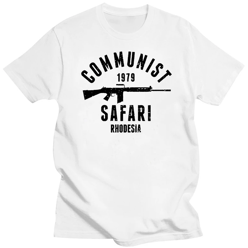 Rhodesia 1979 Commie Safari Black Ink T-Shirt Harajuku Design T Shirt WomenMen Style Skate Clothing