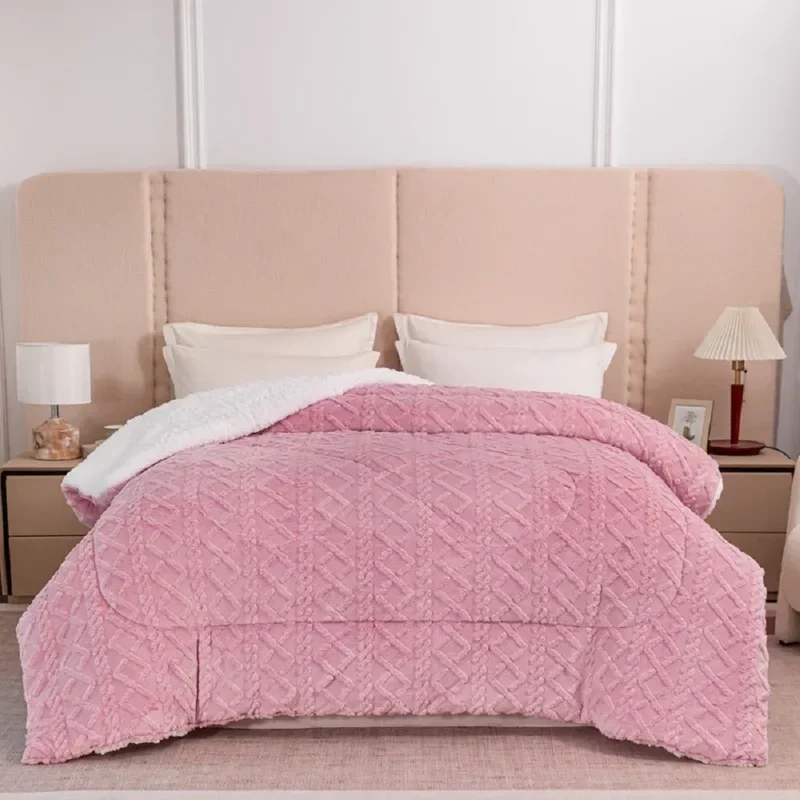 1Pc New Lamb Velvet Quilt Winter Quilt for Bedroom Apartment Winter Warm Thick Pure Color Simple Fashion 120/150/180/200cm