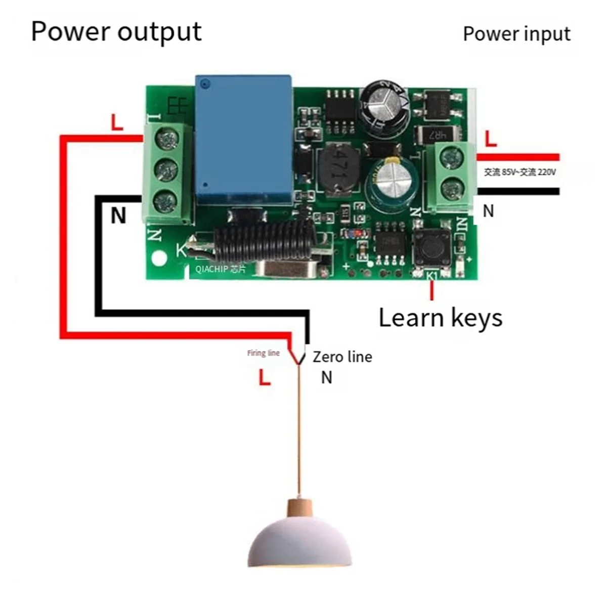 

Wireless Remote Switch 433MHz Wireless Remote Control Switch for Lights, Fans - 110V/220V, 10A Relay, 100m Range, /OFF