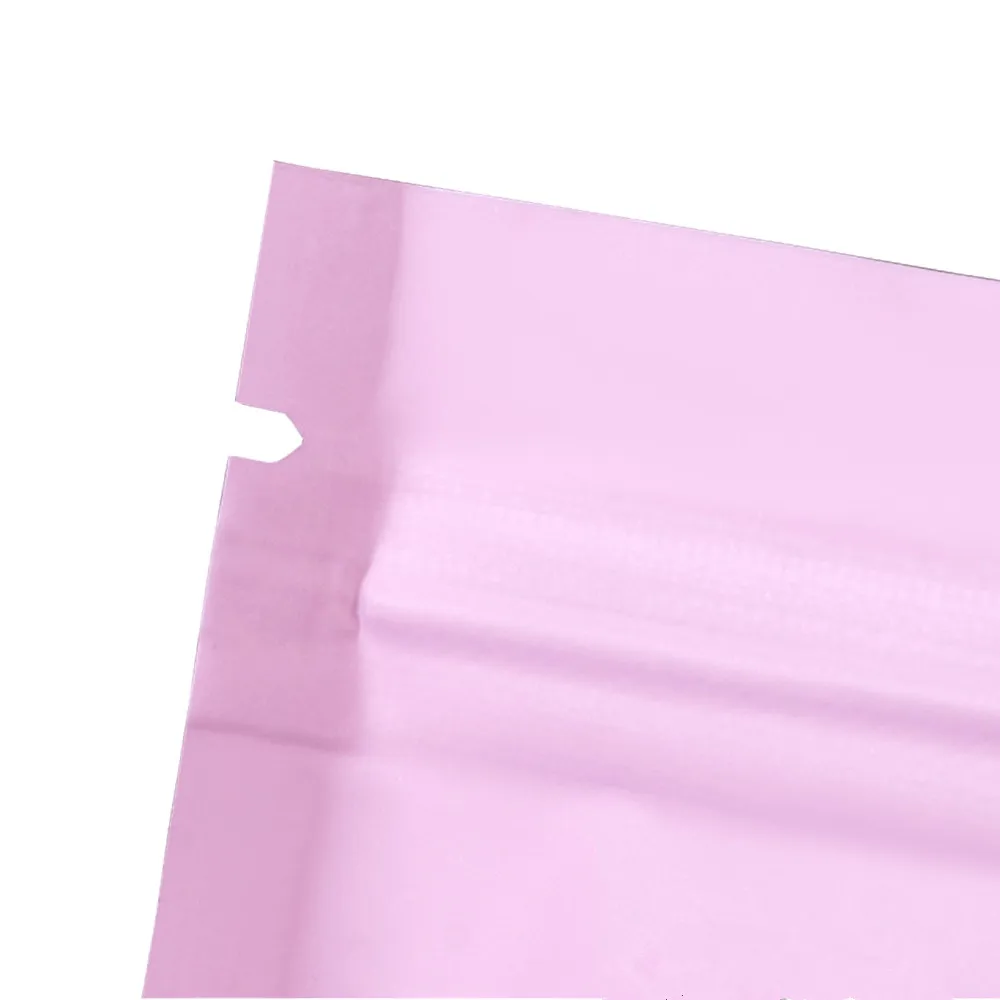 100Pcs/lot Matte Pink Aluminum Foil Zip Lock Food Gift Storage Bag Recyclable Zipper Self Sealing Package Pouches for Tea Powder