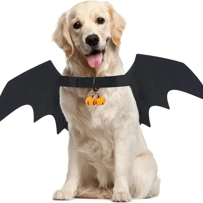 Dog Costumes Halloween Bat Wings Cat Pet Clothes Bat Wings Bell Dog Christmas Clothes Felt clothing disfraz halloween perro 강아지옷