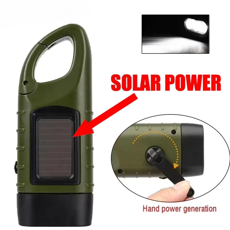 

Portable LED Solar Camping Flashlights Hand Crank Dynamo Torch Lantern Professional Tent Light Lamp for Outdoor Mountaineering