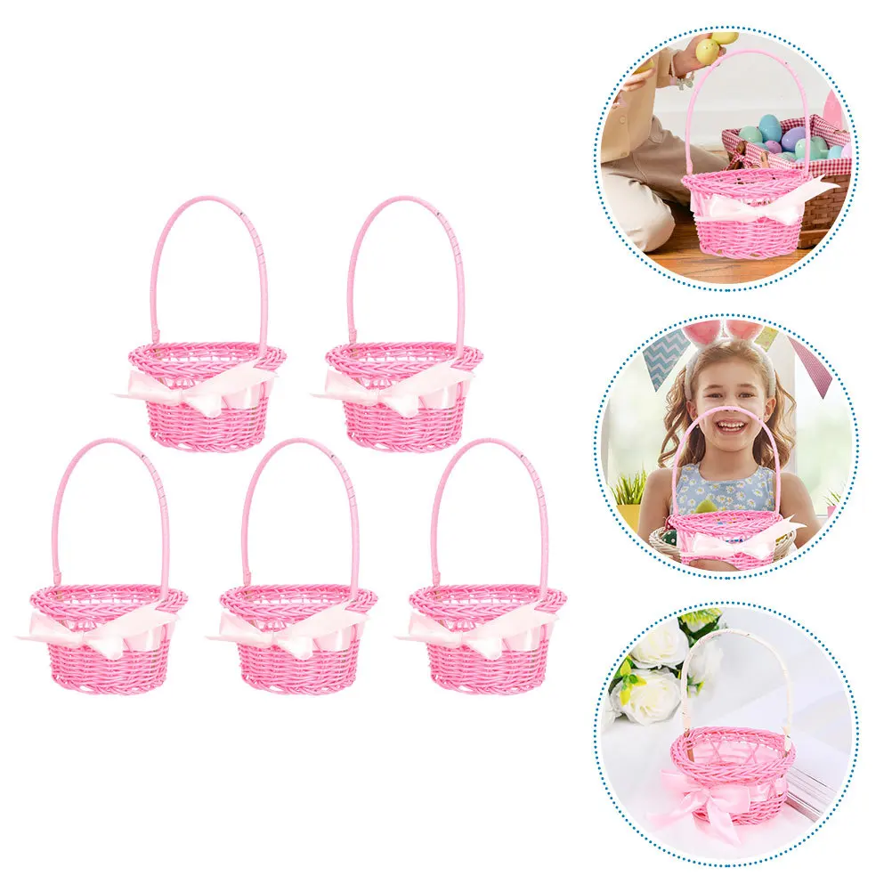 

5 Pcs Small Wicker Basket Woven Hand Flower Storage Baskets Miniature with Lids Bamboo Flowers