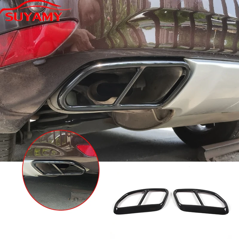 Stainless Steel Black Car Rear Double Exhaust Muffler Pipe Cover Tail Throat For 2014-2017 Volvo XC60 Car Exterior Accessories