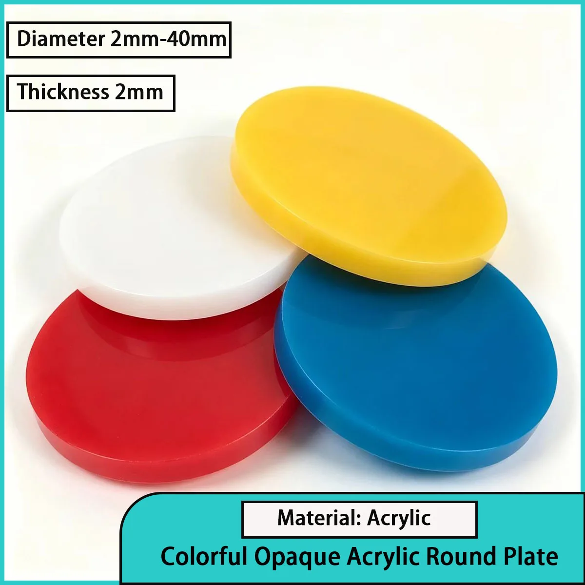 Diameter 2mm-40mm color opaque acrylic circular plate suitable for equipment pads, decorative ornaments, etc