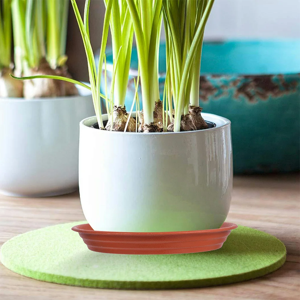 

6Pcs Plant Pot Saucers Thickened Round Tray Red Clay Color 17Cm Inner Diameter Flower Pot Base Water Catcher Tray for Indoor
