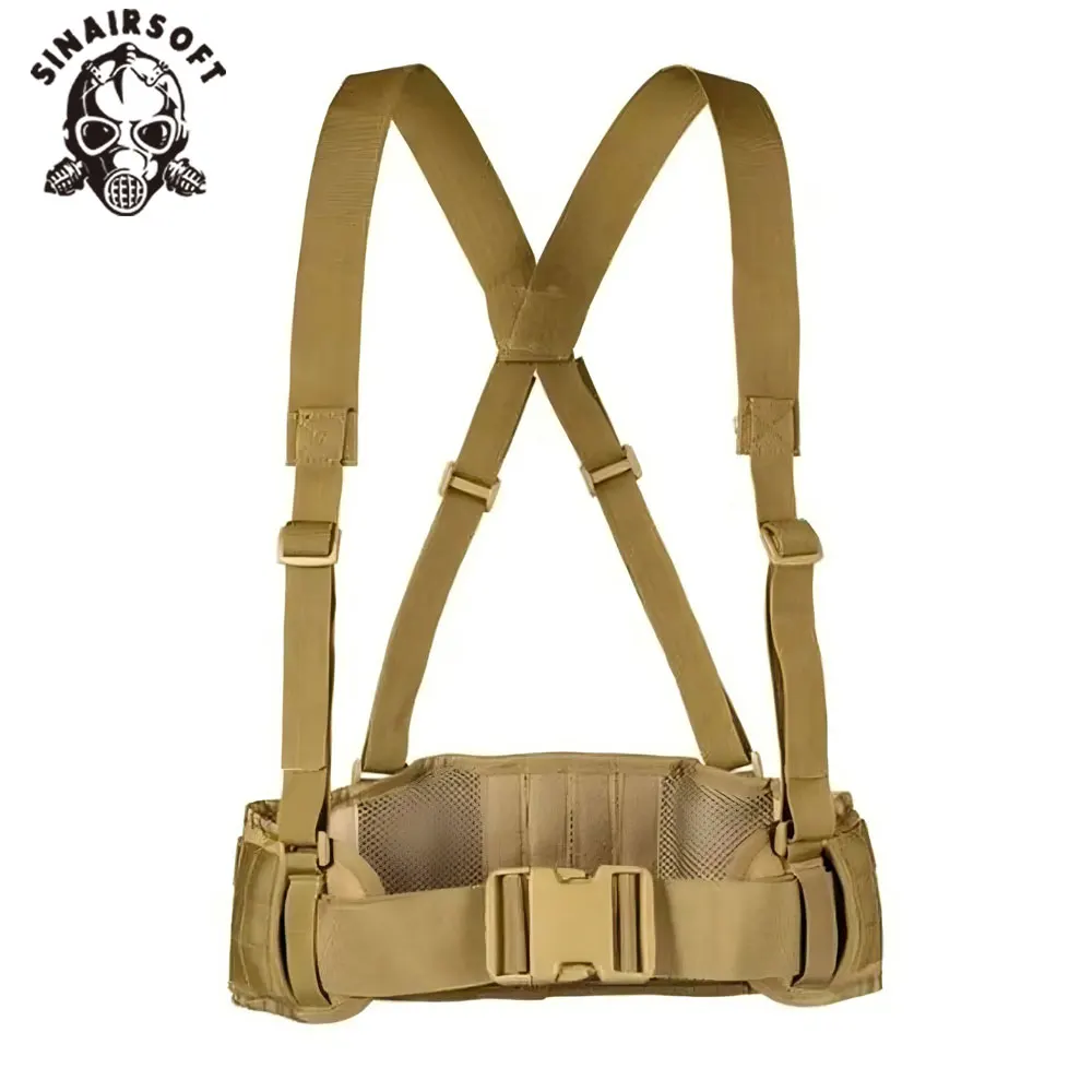

Tactical 1000D Nylon Belt Backband System With Shoulder Sling Molle Compatible Padded Waist Belt for Hunting Vest Accessory