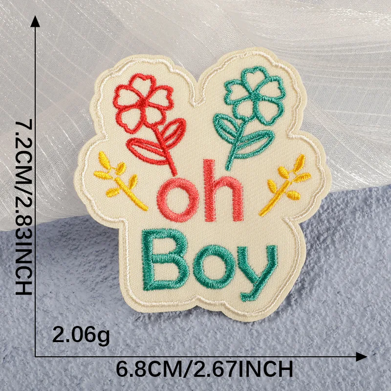 Cartoon Cute English Text Patches For School Backpack Clothing Hats Iron On Embroidery Positive Energy Logo Badge