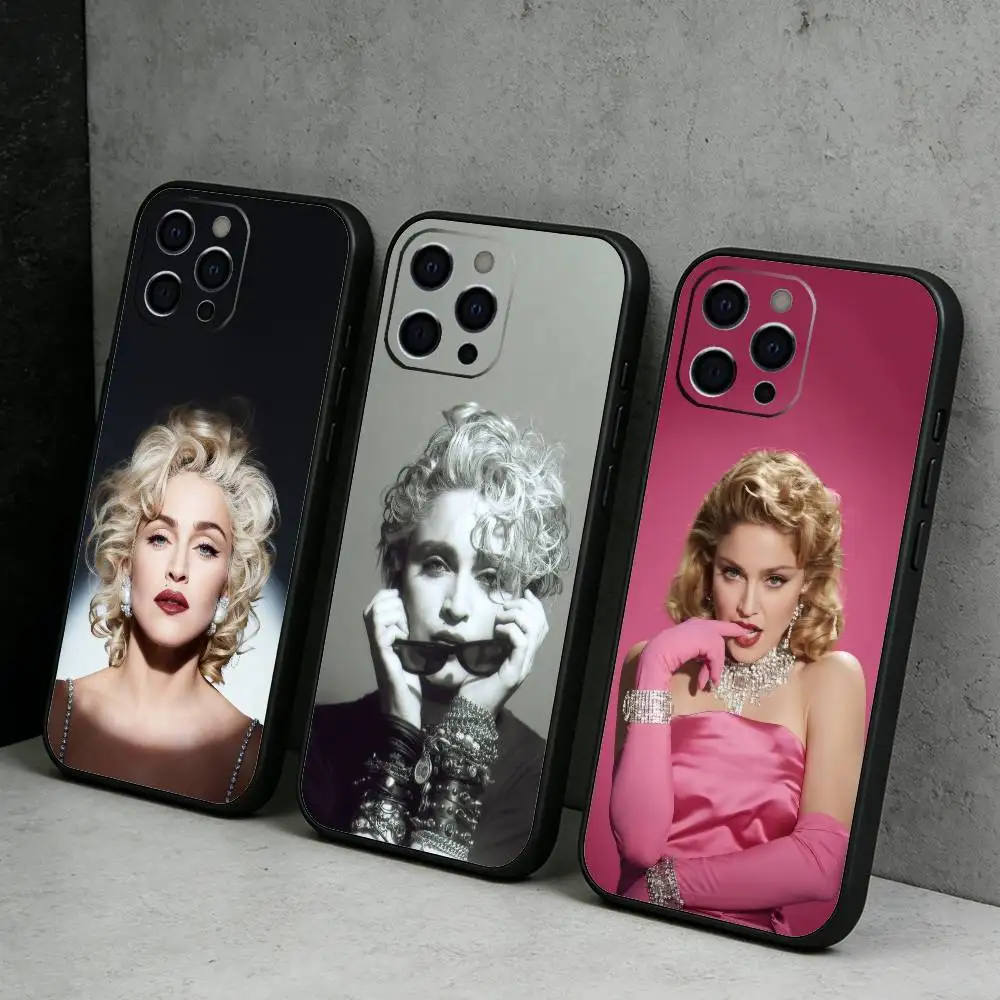 

Queen of Pop M-MadonnaS Phone Case For iPhone17,16,15,14,13,12 Plus,Max Soft Silicone Black Cover