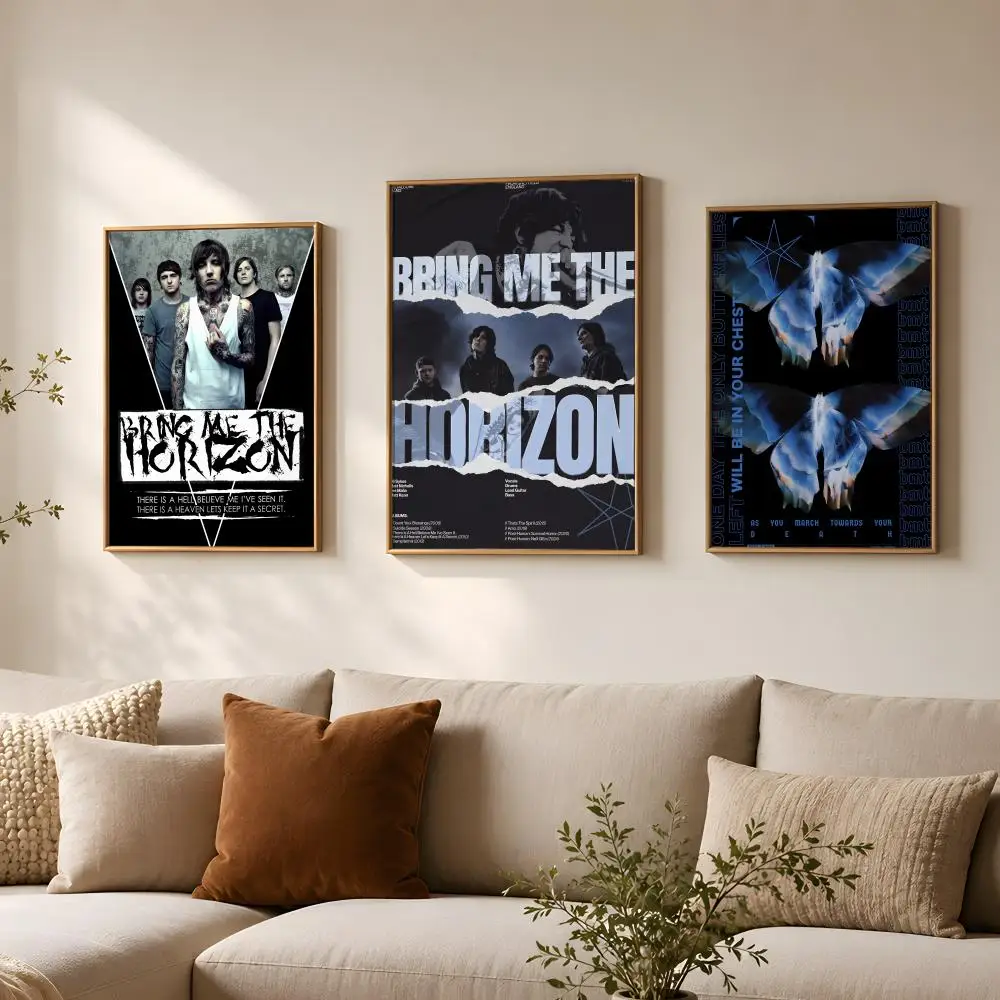 Band B-Bring Me the Horizon-n Poster Vintage Self Adhesive PP Wall Art for Living Room Bar Bedroom Home Decor Gift