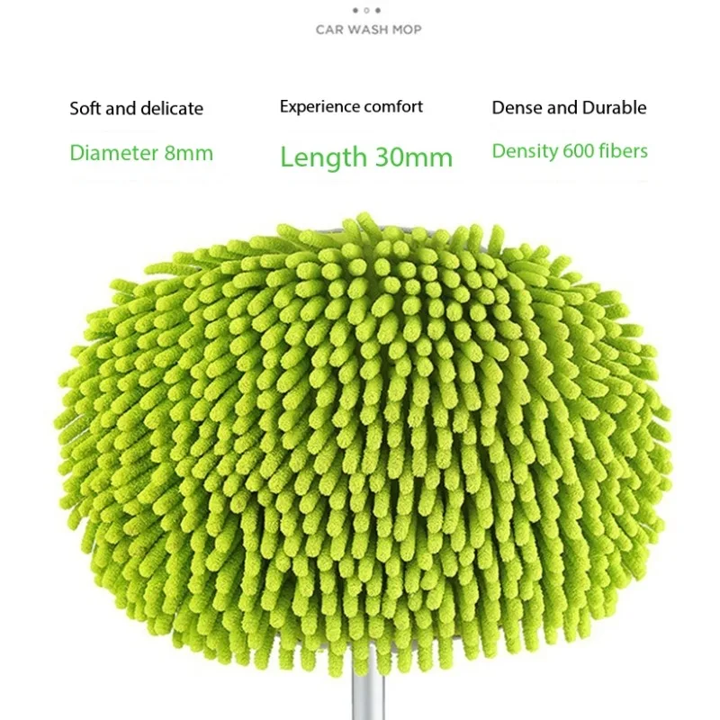 Car Wash Mop Adjustable Super Absorbent Car Wash Brush Telescoping Long Handle Soft Hair Can Rotate Cleaning Mop Auto Accessorie