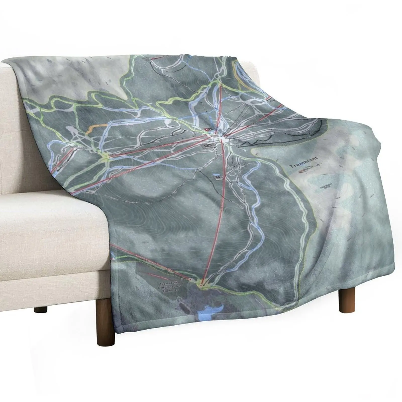 

Tremblant Resort Trail Map Throw Blanket Kid'S Multi-Purpose Blankets