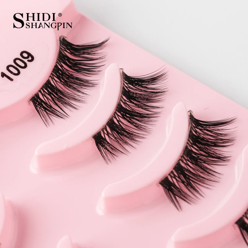 SHIDISHANGPIN 3/5 Paar halbe Wimpern, transparenter Stiel, unsichtbares Band, künstliche Nerzwimpern, wiederverwendbar, falsche Wimpern, natürlich, flauschig – Detail 26