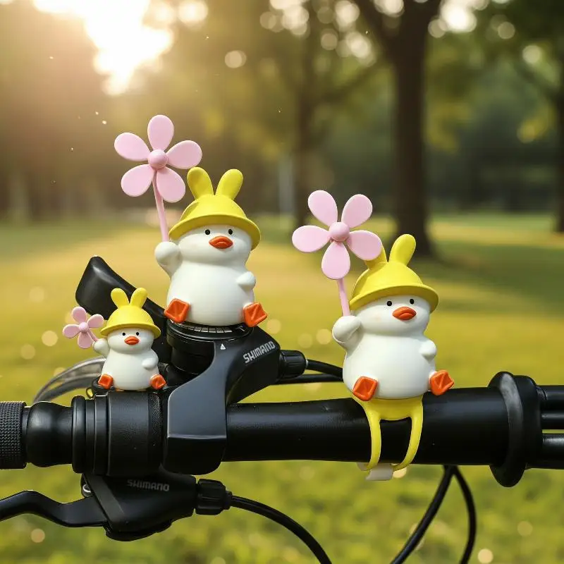 Cute Yellow Duck Windmill Bicycle Pendant Decoration Riding Night Light Electric Bike Baby Kids Bike Hanging Ornament Cycling