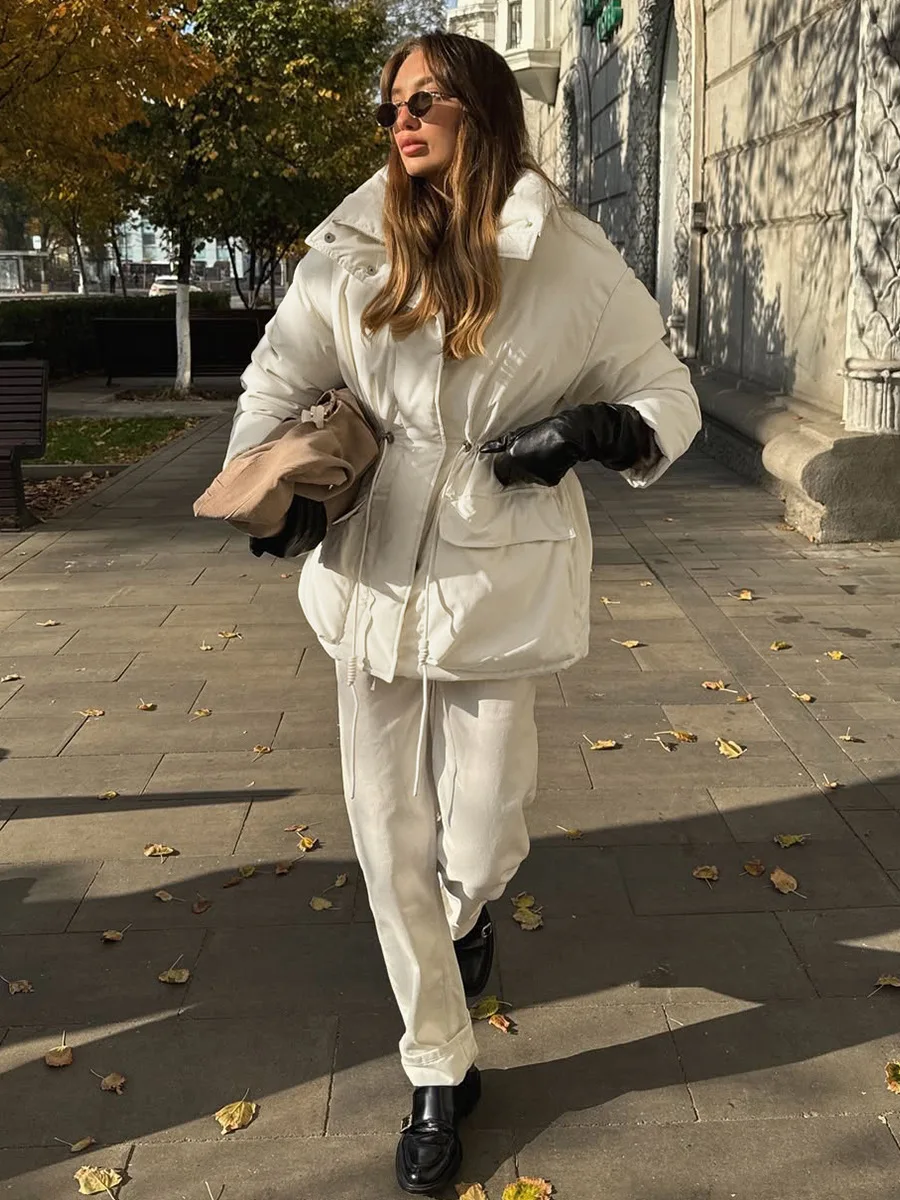 Cappotto casual in cotone caldo di lusso leggero originale autunno e inverno donna semplice tinta unita sciolto spesso ufficio pendolarismo quotidiano