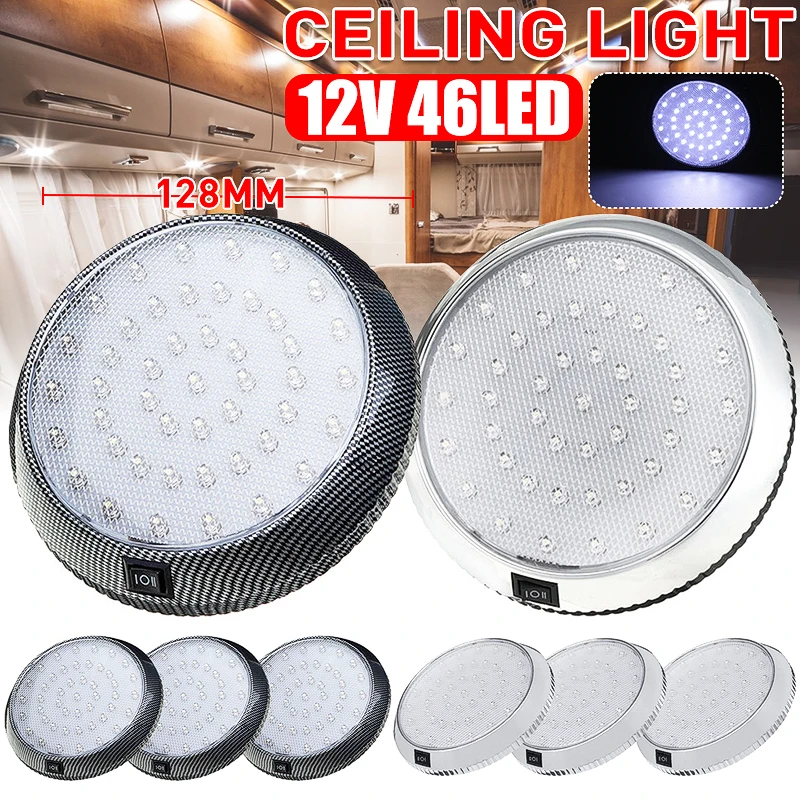 12V 46 LED coche redondo techo techo techo luz Interior lámpara interruptor de encendido/apagado para Camper Van caravana autocaravana barco RV 1 Uds